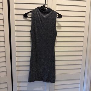 Naked Wardrobe Sparkling Sleeveless Gray Mini Dress
